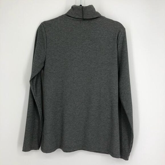 Halogen Shirt Womens Large Gray Ribbed Turtleneck Stretchy Capsule Base - Picture 3 of 5